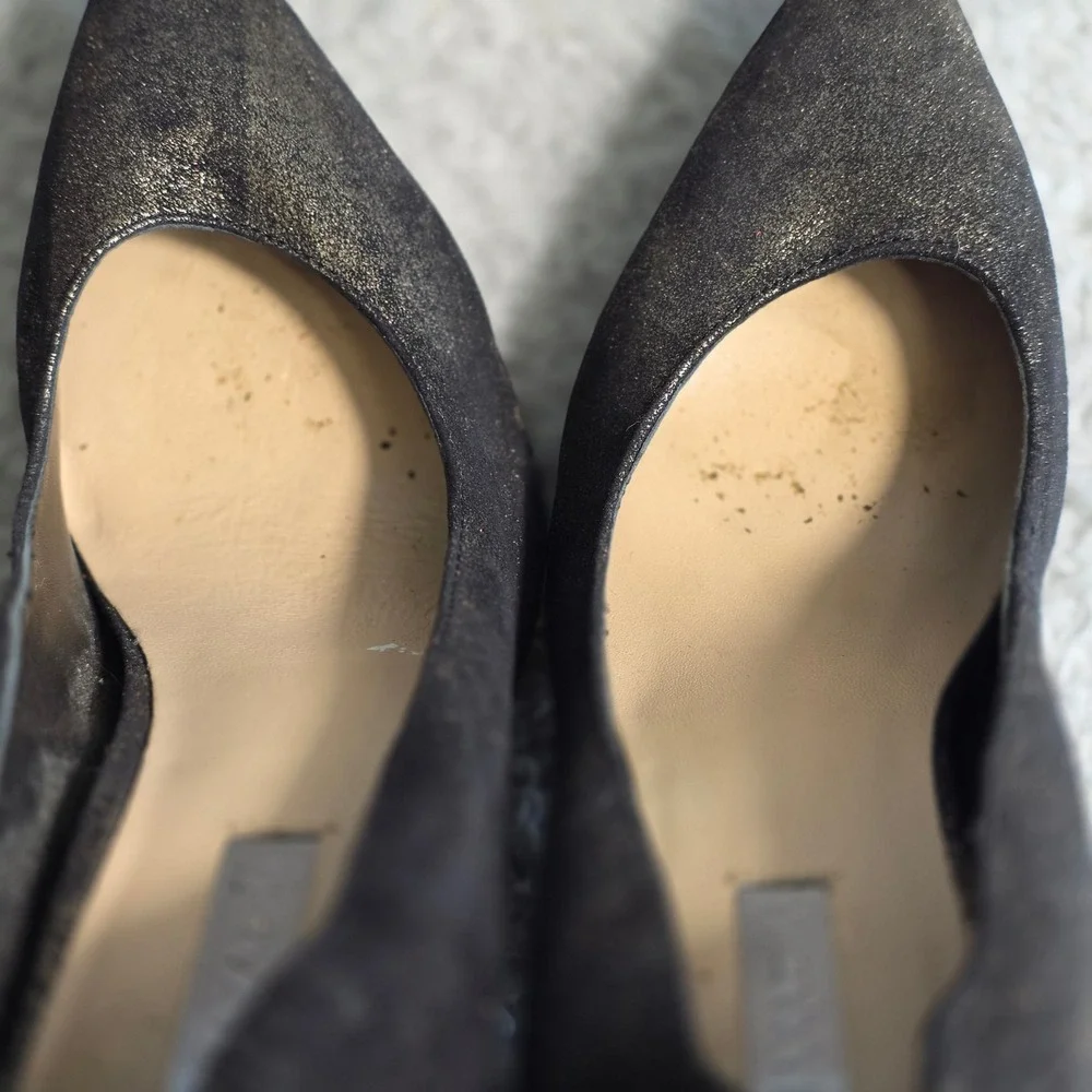 BCBGMAXAZRIA Black Metallic Architectural Platform‎ Wedge Heels Shoes 9 EU 39
